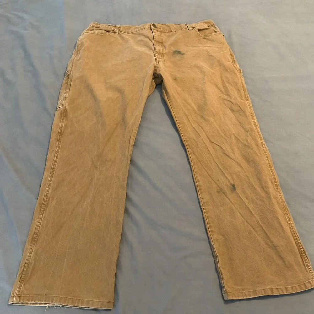 Dickies Carpenter Pants Mens 43x32 Brown Canvas Relaxed Fit Workwear 874 Stretch